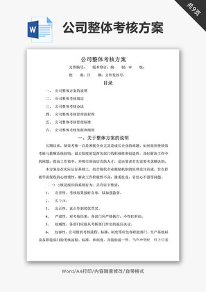 公司整体绩效考核方案