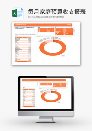 每月家庭预算收支情况报表