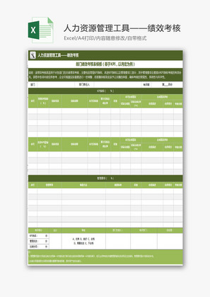 部门绩效考核表模板Excel模板