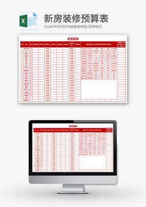 财务新房装修预算表excel模板