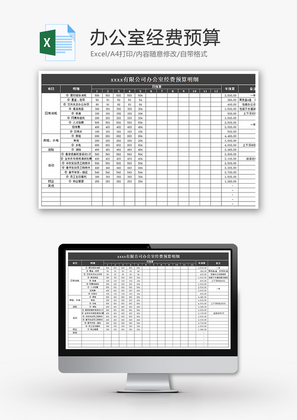 财务办公室经费预算表excel模板