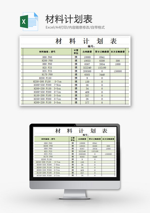 公司材料采购计划表Excel模板