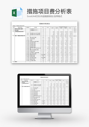 财务措施项目费分析表excel模板