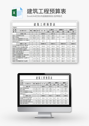 公司建筑工程预算表格Excel模板