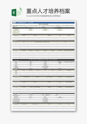 重点人才培养档案Excel模板