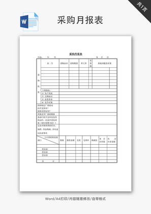 采购月报表Word文档