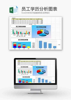 员工学历分析图表柱形图excel模板