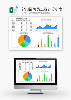 人事部门招聘统计分析折线图excel模板