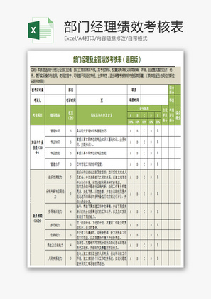 部门经理绩效考核表Excel模板