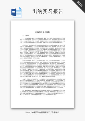 出纳实习报告Word文档