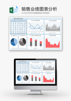 销售业绩图表分析Excel模板