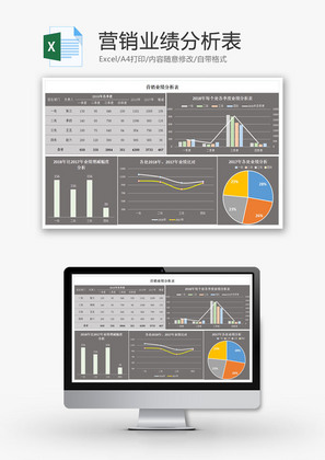 营销业绩分析表Excel模板