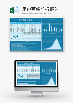 用户画像分析报告条形图Excel模板