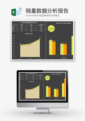 销量数据分析报告折线图Excel模板