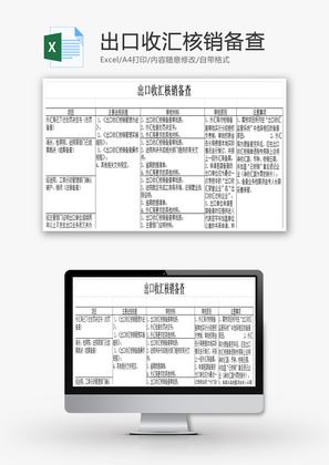 出口收汇核销备查Excel模板