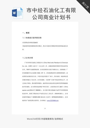 中经石油化工商业计划书word文档