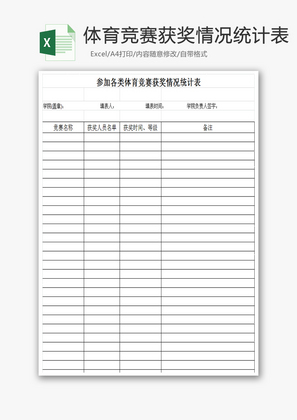 各类体育竞赛获奖情况统计表EXCEL模板