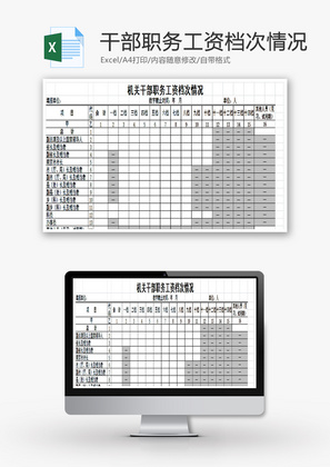 机关干部职务工资档次情况EXCEL模板