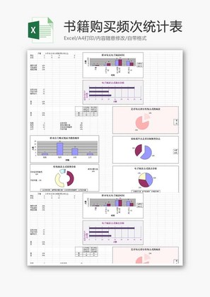 书籍购买频次统计表饼形图Excel模板