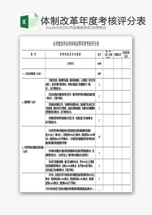 体制改革年度考核评分表EXCEL模板