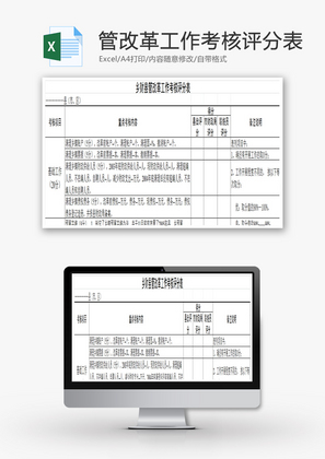 改革工作考核评分表EXCEL模板