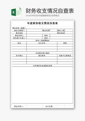 年度财务收支情况自查表Excel模板