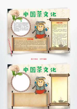 中国茶文化word小报手抄报模板