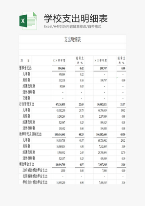 学校支出明细表EXCEL模板