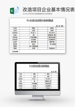 技术改造项目企业基本情况表EXCEL模板