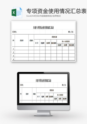 专项资金使用情况汇总表EXCEL模板