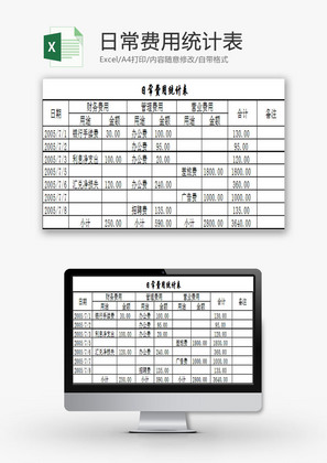 日常办公日常费用统计表Excel模板