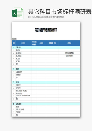 其它科目市场标杆调研表EXCEL模板