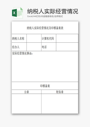 纳税人实际经营情况EXCEL模板