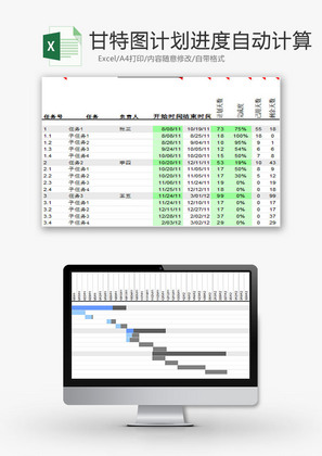 日常办公甘特图计划进度Excel模板