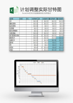 日常办公计划调整实际甘特图Excel模板