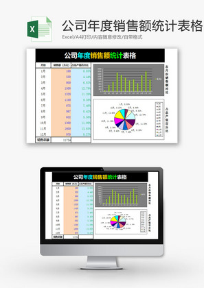 日常办公公司年度销售额统计Excel模板