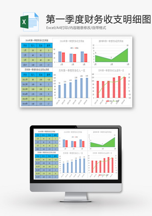第一季度财务收支明细图EXCEL模板