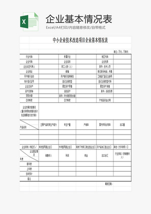 改造项目企业基本情况表EXCEL模板