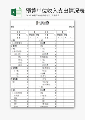 预算单位收入支出情况表EXCEL模板