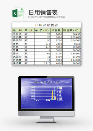 日常办公日用销售表Excel模板