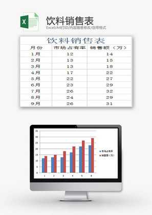 日常办公饮料销售表Excel模板