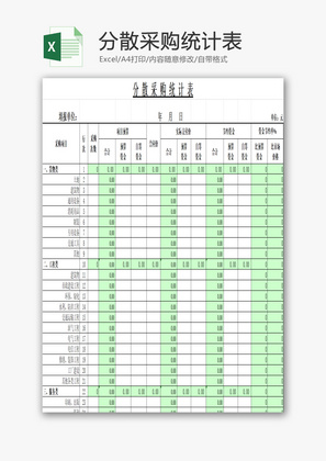 分散采购统计表EXCEL模板