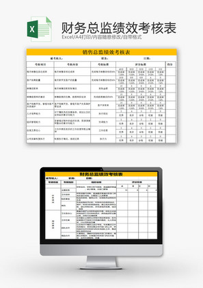 财务报表财务总监绩效考核表Excel模板