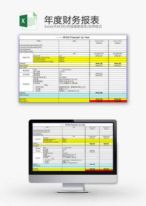 财务报表年度财务报表Excel模板