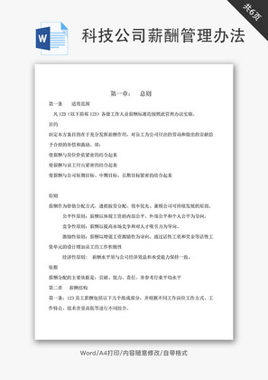 科技公司薪酬管理办法Word文档