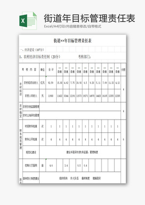 街道年目标管理责任表EXCEL模板