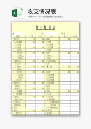 收支情况表EXCEL模板