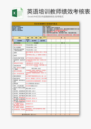 学校管理教师日常绩效考核表Excel模板