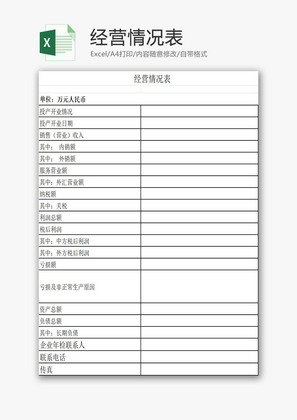 经营情况表EXCEL模板