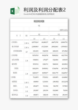 利润及利润分配表2EXCEL模板